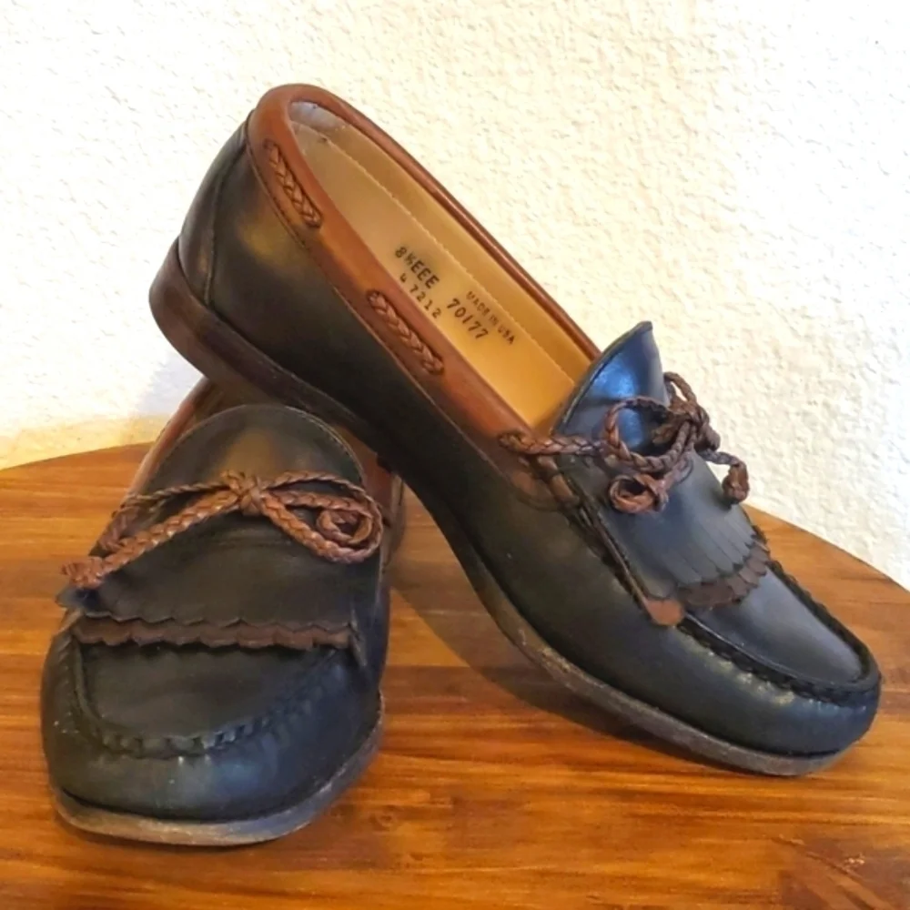 Allen Edmonds| Woodstock Black Comfort Men Loafers 2 Tone Slip On Tassels Sz.8.5